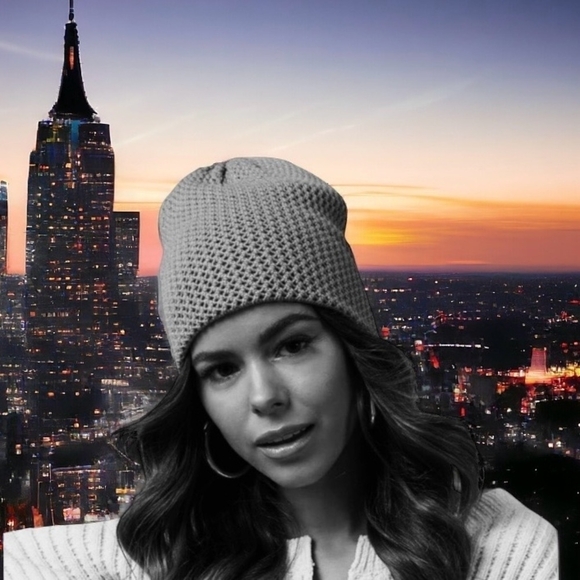 New Women’s Beanie Hat VICI Cloud Beanie Grey Double Layered Knit Hat Trendy Hat - Picture 1 of 4